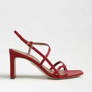 Sam Edelman Emmie Sandal in Summer Red strappy mid high block heel open toe